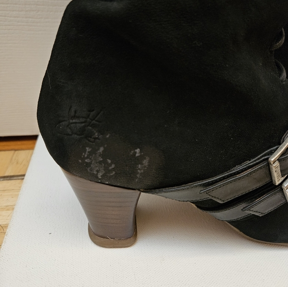 JOHN FLUEVOG OPERETTAS: HJORDIS  BLACK Suede LEATHER KNEE HIGH BOOTS 9.5 - Picture 15 of 15